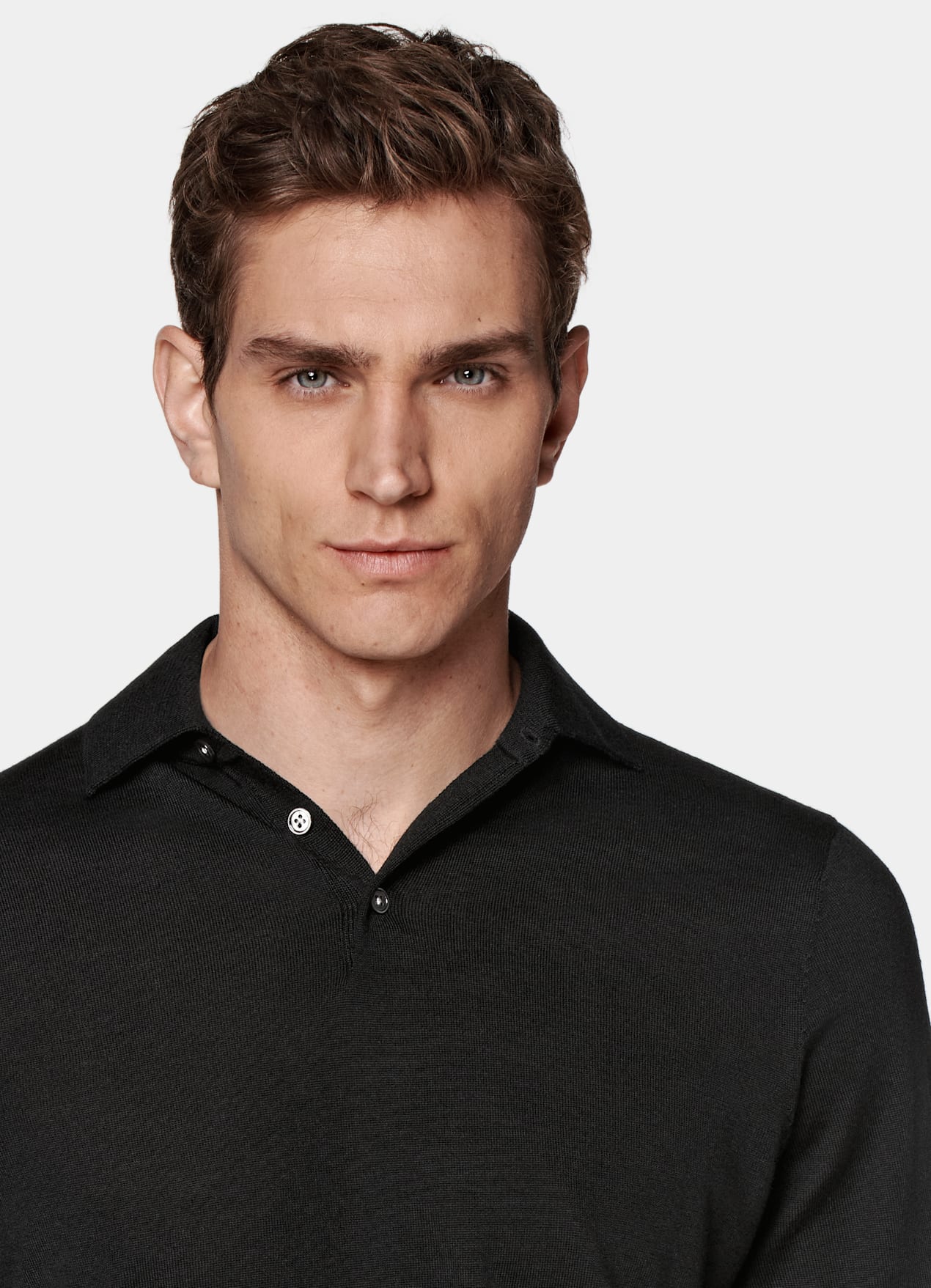 Polo manches longues Merino noir
