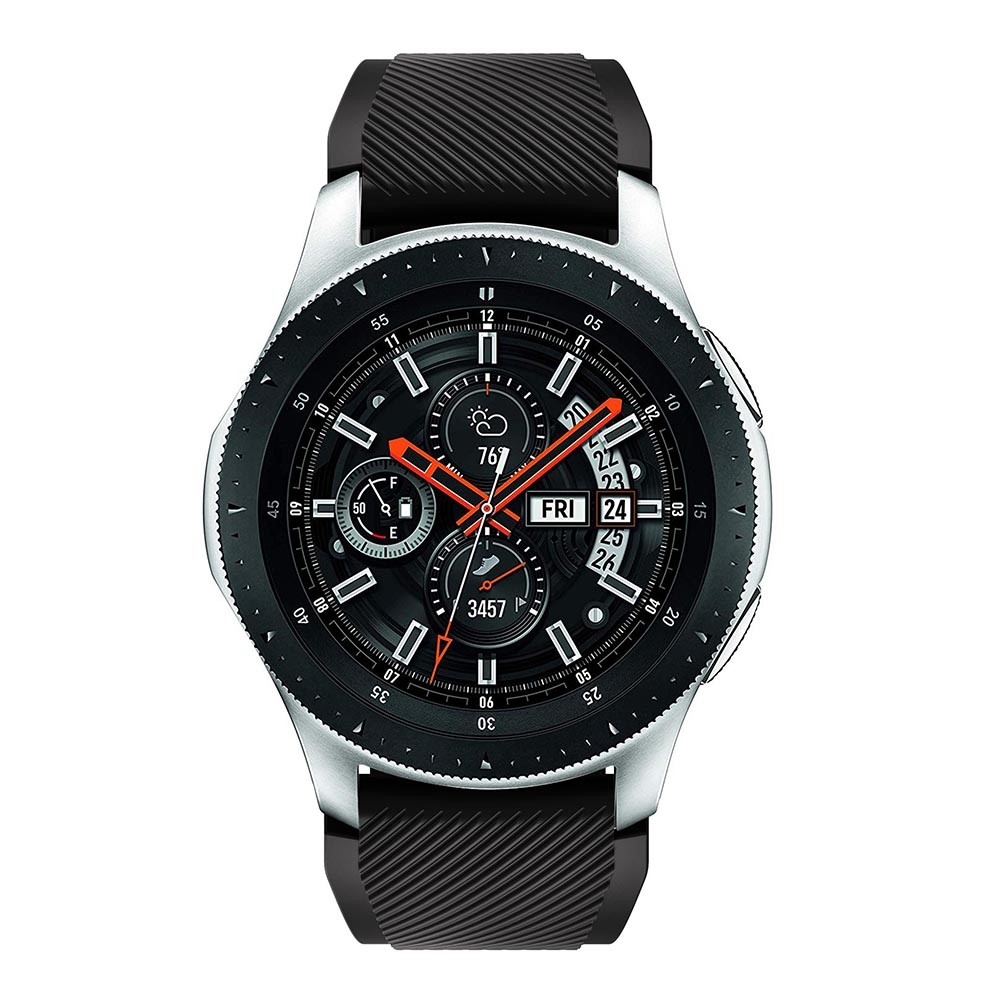 Samsung Galaxy Watch 3 (45mm) Silikon Armband mit Metallverschluss - Schwarz