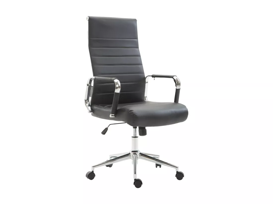 Chaise de bureau - Similicuir & Noyer - Noir - Kolumbus