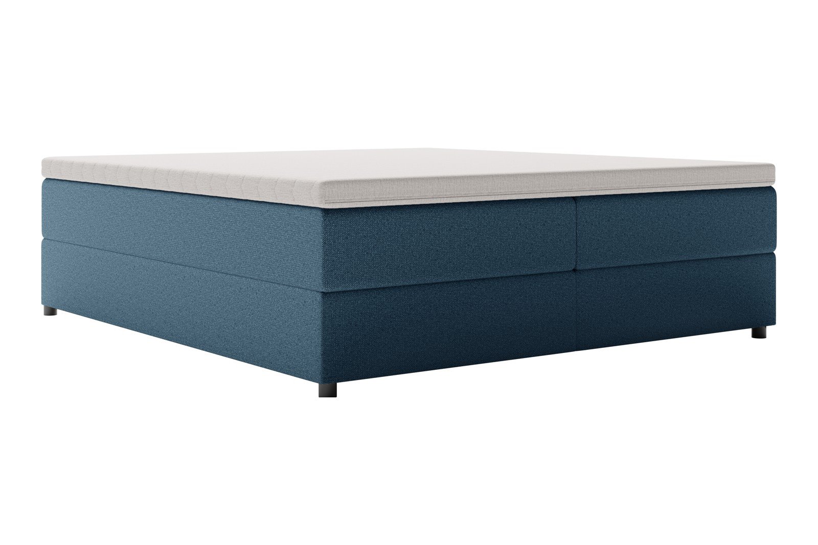 Premium 10 oppbevaringsseng 180x200 cm Magasinseng med oppbevaring, åpnes fra siden. I tekstil terranova 21 blå, med fast fasthetsgrad og premium 10 overmadrass,sorte ben. Sengegavl selges separat.