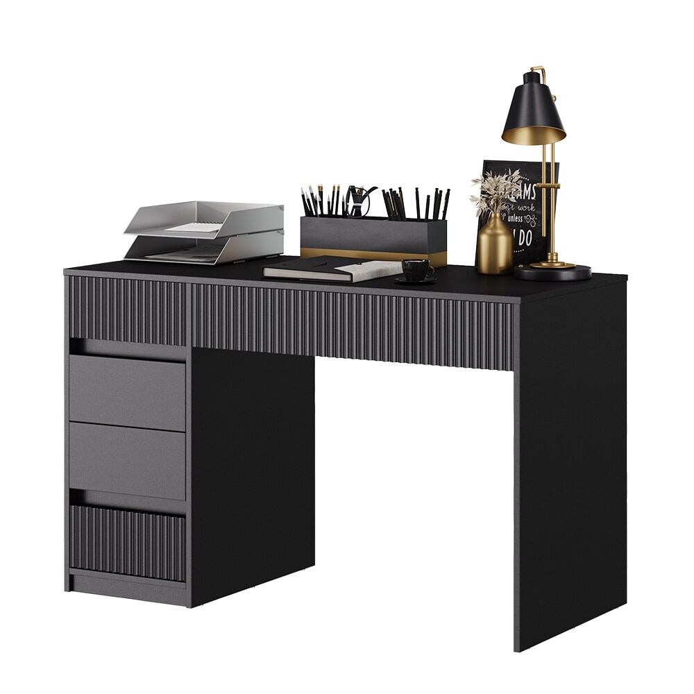 Vicco Schreibtisch Omira Schwarz 120 x 55 cm mit 5 Schubladen