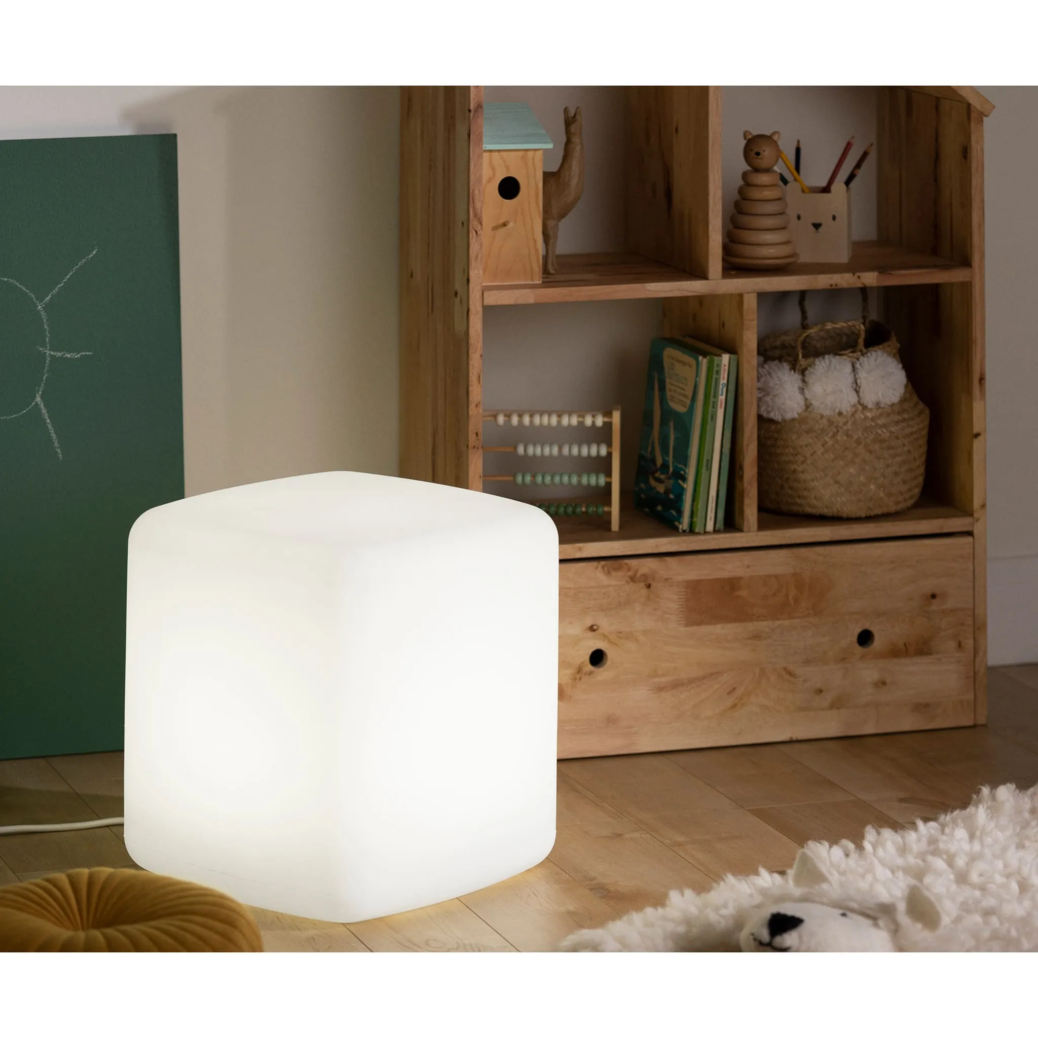 South Shore Table de Nuit  Tabouret Lumineux pour Enfants - Sweedi Blanc