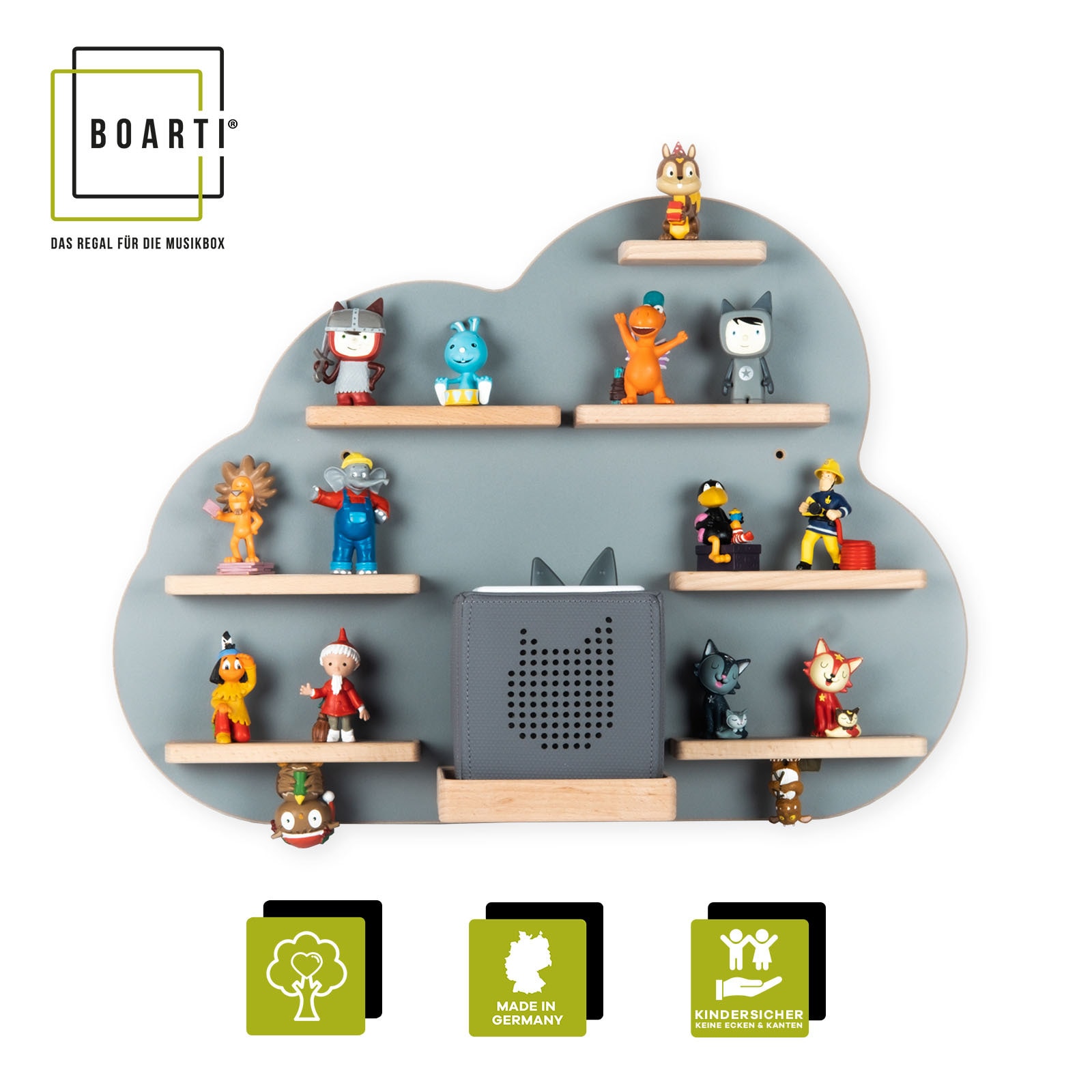 BOARTI Holz Wolke Kinder Regal Toniebox Figuren Wandregal Tonies Musikbox