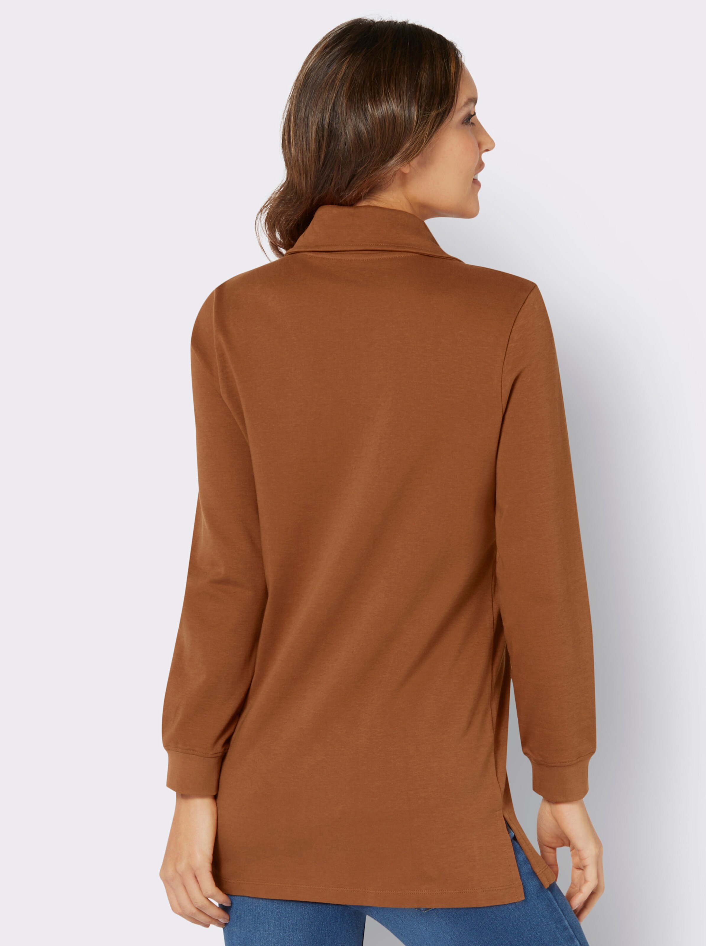 Longsweatshirt mit Umlegekragen