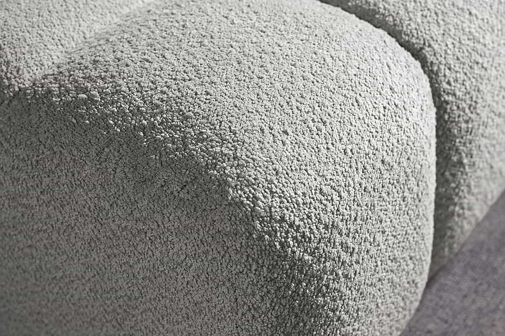 Moderner Hocker CLOUD 100cm grau Bouclé Federkern Fußhocker Sitzhocker