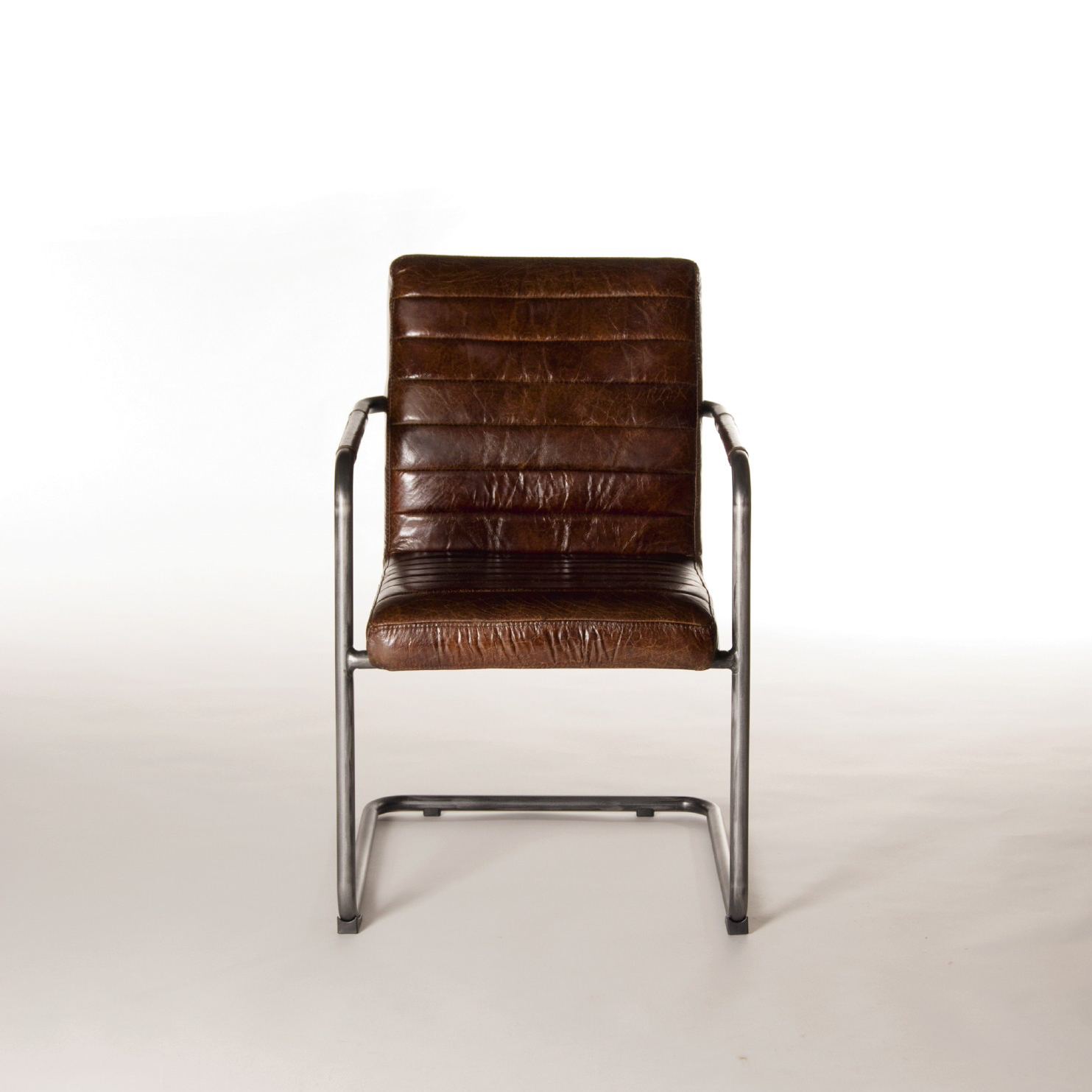 Lederstuhl 'Clinton', mit Armlehne, L 58 cm, B 55 cm, H 85 cm von fischer's lagerhaus