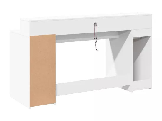 Bureau avec lumières LED blanc 160x55x91 cm bois d'ingénierie