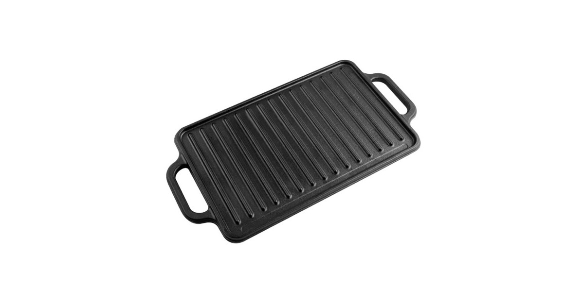 VictoriaOmkeerbare Bakplaat 33 x 21 cm, Seasoned grillplaat  (Zwart, Color packaging)