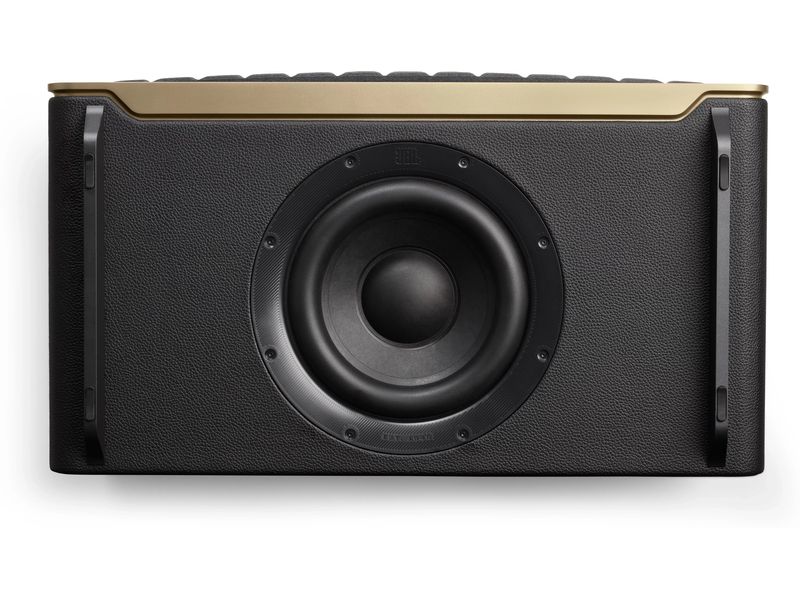 JBL Bluetooth Speaker Authentics 500 Schwarz HiFi-Smart-Home-Lautsprecher mit WLAN, Bluetooth und Sprachassistent im Retro-Design