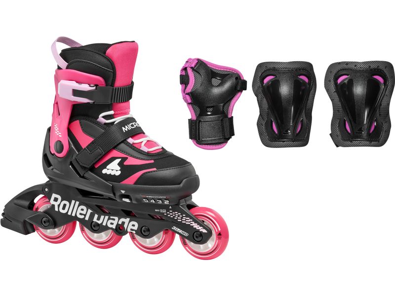 ROLLERBLADE Inline-Skates Microblade Combo Schwarz/Pink, 36 Inline-Skates und Schutzausrüstung im Set (3 Stück)