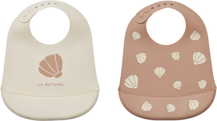 Liewood Tilda Printed Bib 2-Pack Shell / Pa Shell / pale tuscany