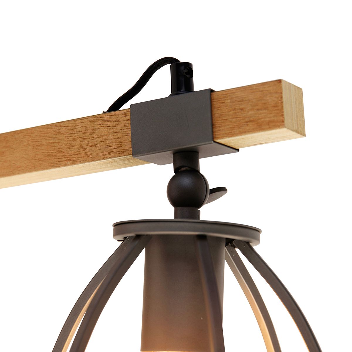 Smart wandlamp donkergrijs met hout verstelbaar incl. Wifi A60 - Arthur