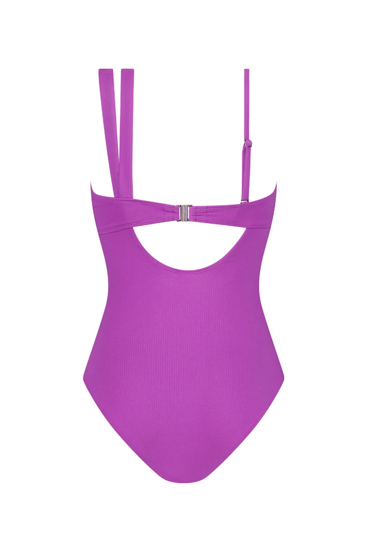 Beachlife one shoulder badpak met ribstructuur paars