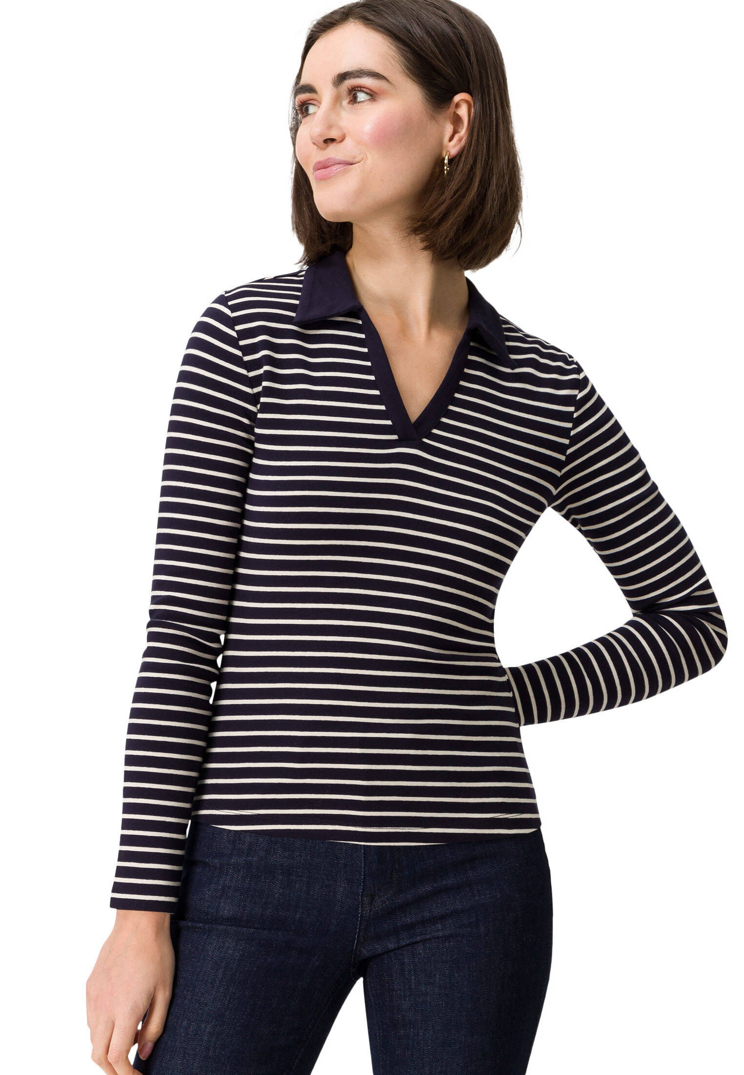zero| Damen Poloshirt mit Streifen