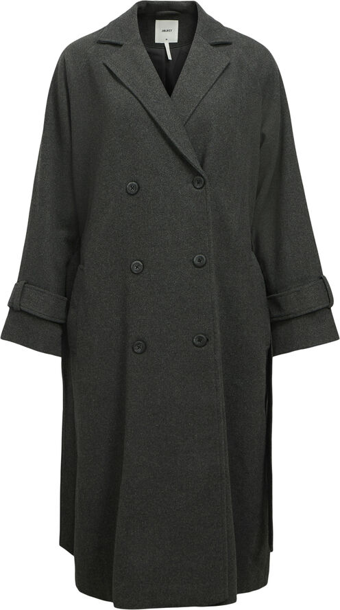 Object OBJKEILY L/S COAT NOOS Dark grey melange