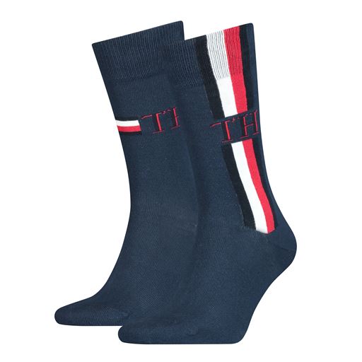 Tommy Hilfiger Iconic Stripe 2-pak Strømper, Navy, 39-42