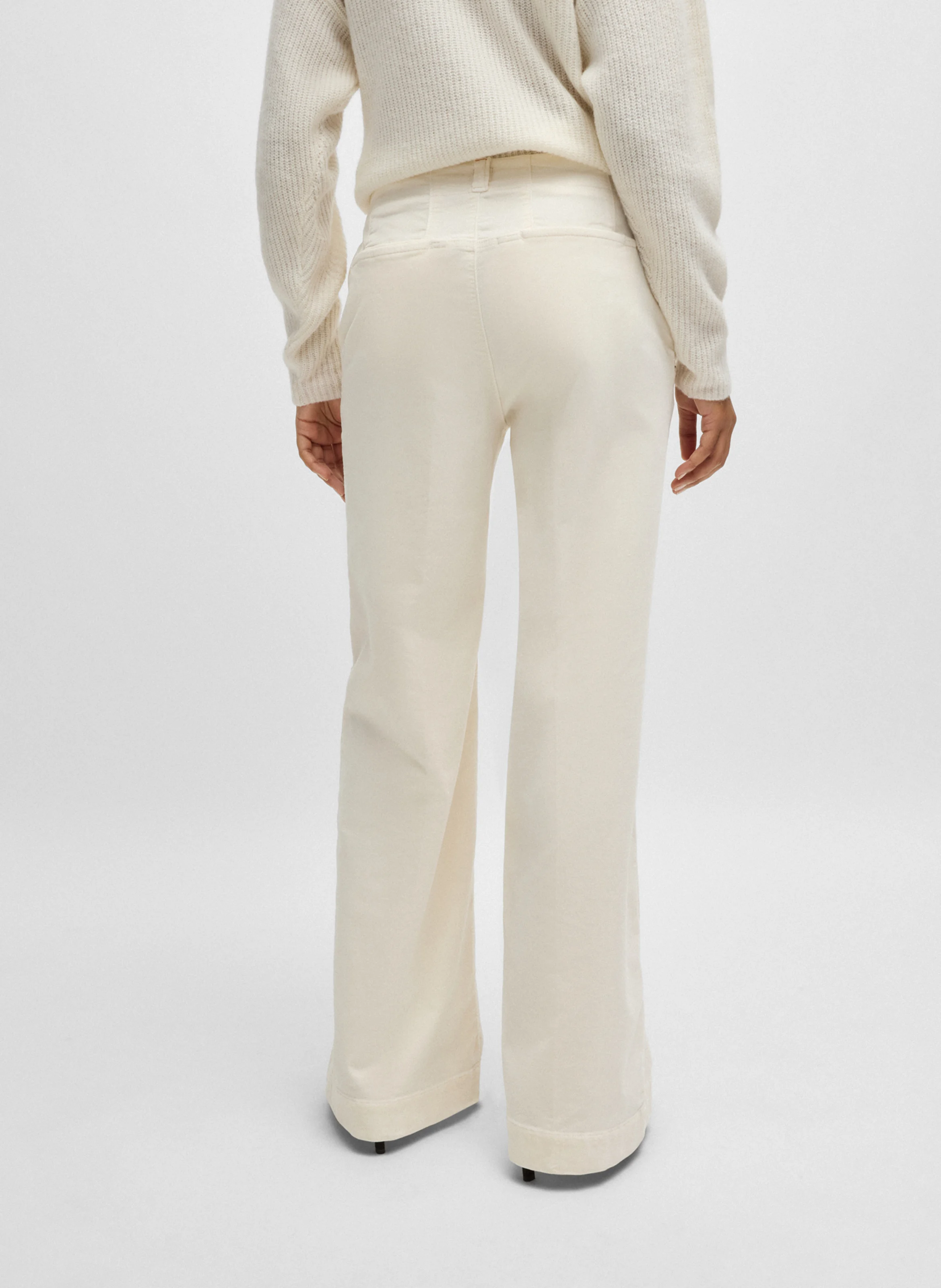 Pantalon droit en coton mélangé | Beige