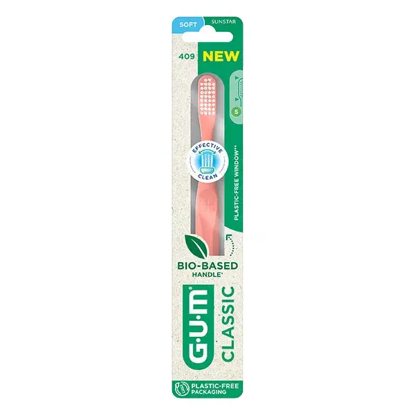 Escova de dentes Gum Classic Bio-sourced Soft 18/100 compacta