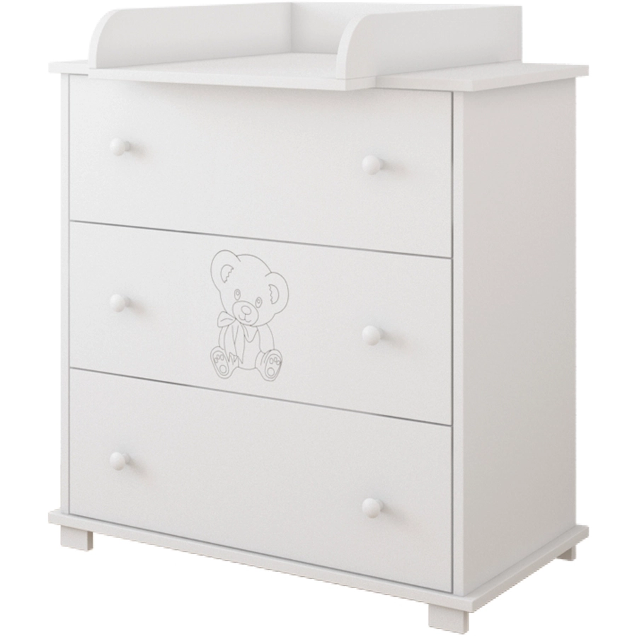 Kids Collective Kommode Wickeltisch mit Wickelaufsatz mit 3 Schubladen weiß