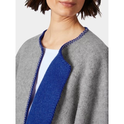 Norwegischer Poncho Lammwolle, Blau-Grau