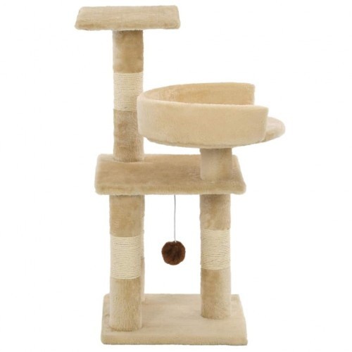 Arranhador bege para gatos com sisal.