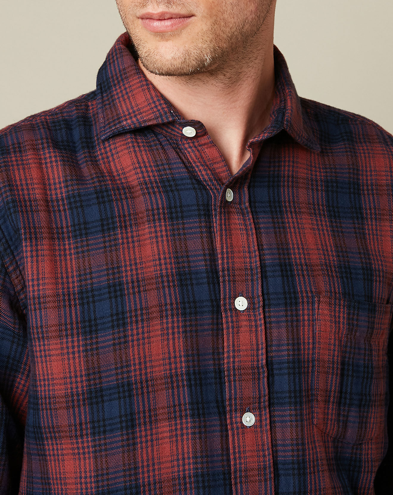 Hartford Chemise Regular Paul marine/grenat/bleu