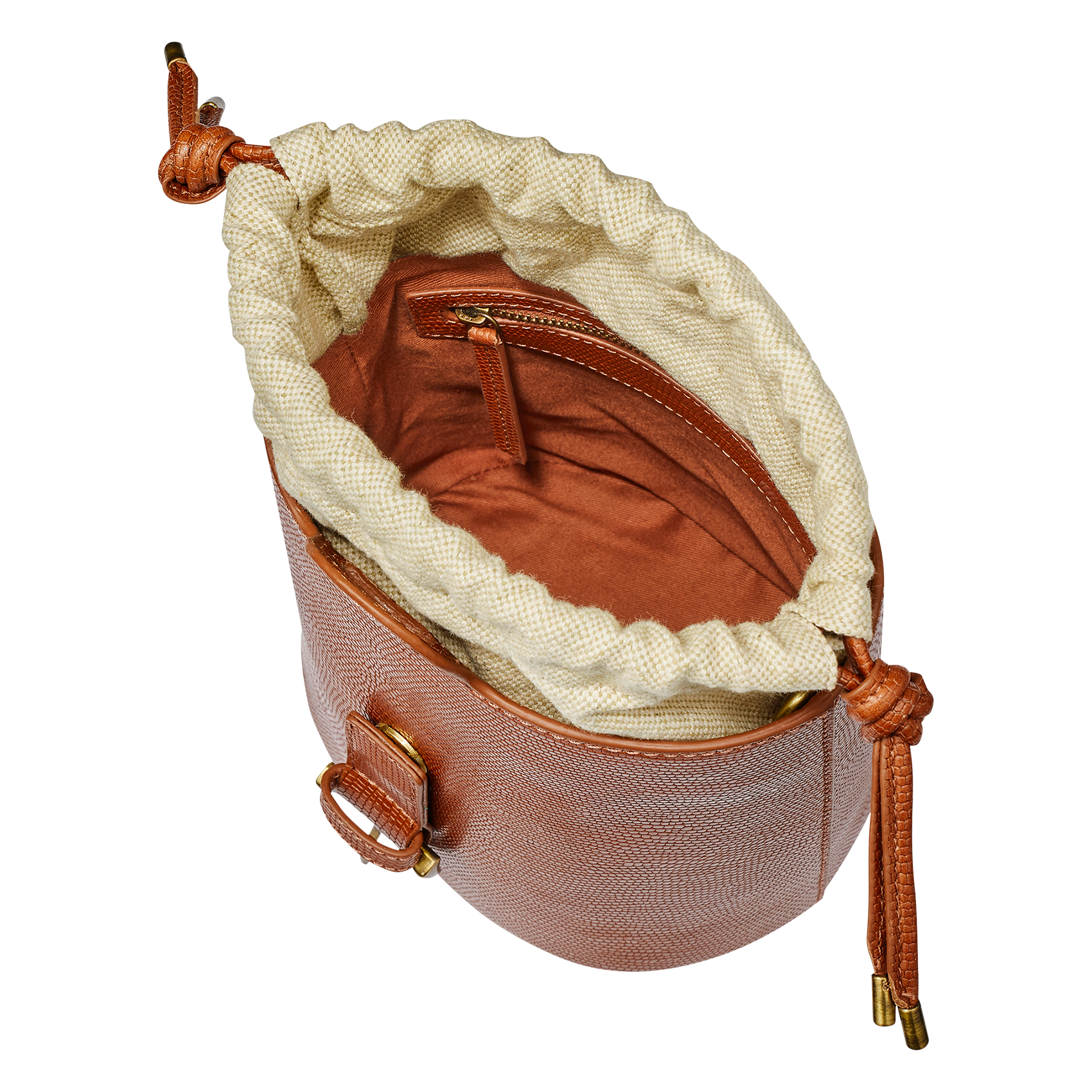 ATIKA - Sac seau en cuir mélangé | Marron