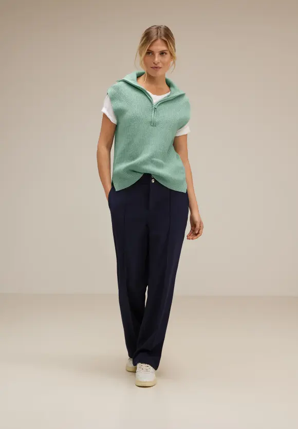 Troyer Pullunder mit Zipper - gentle green melange