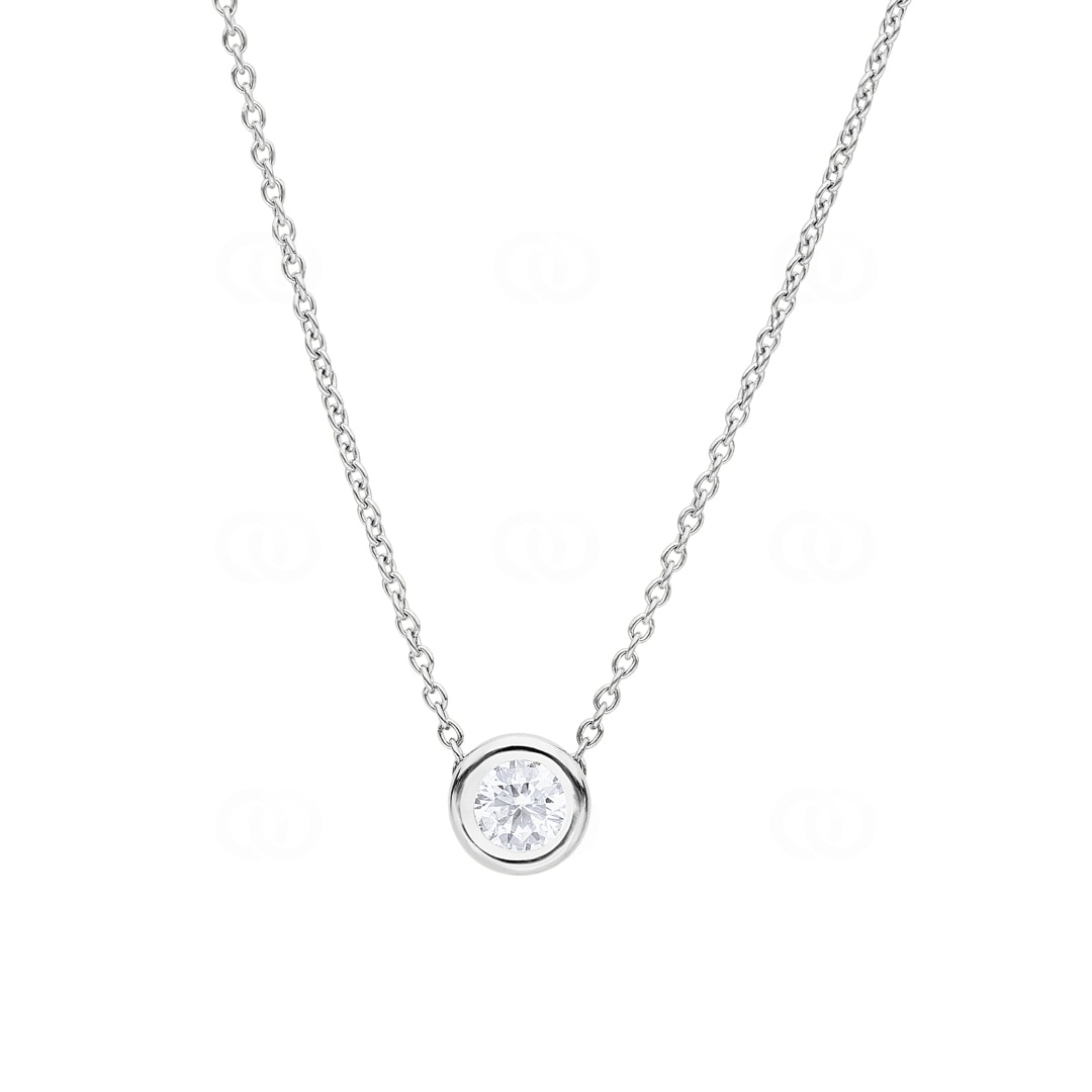 Collier mit Anhänger 750/18 K Weissgold mit Diamant 0.30 ct H/si in Zargenfassung