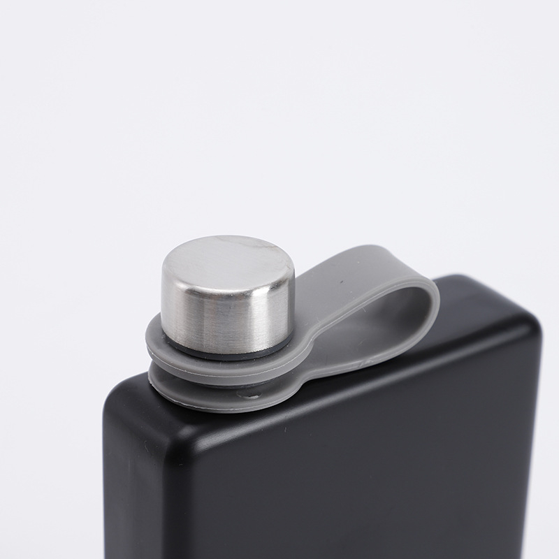 (266ml) Edelstahl Flachmann Edle Geschenkidee - Silber / Schwarz