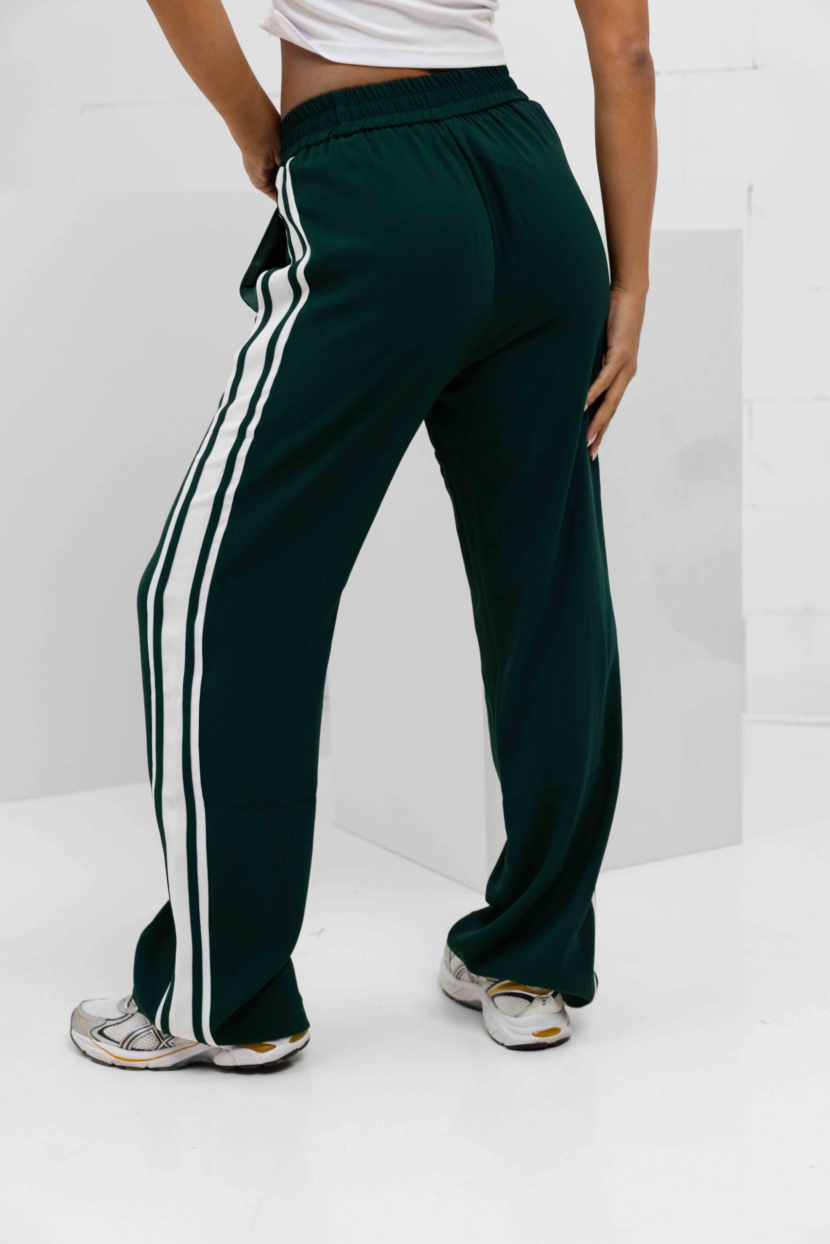 Malelions Studio Loose Fit Broek Dames Donkergroen/Wit