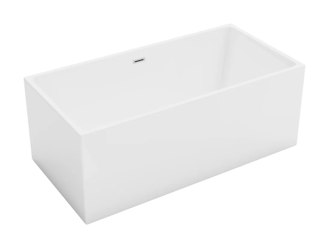Baignoire semi-îlot rectangulaire - 315 L - 170 x 80 x 58 cm - Blanche - Acrylique - PIKAIA