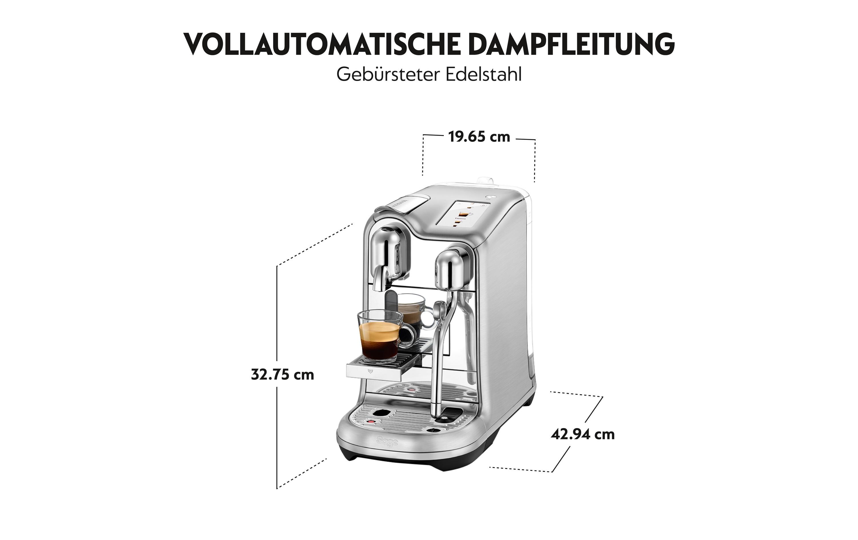 Kaffeemaschine Nespresso Creatista Pro SNE900BSS Silber<br>Nespressomaschine der Original Line mit elektronischer Milchschaumeinstellung