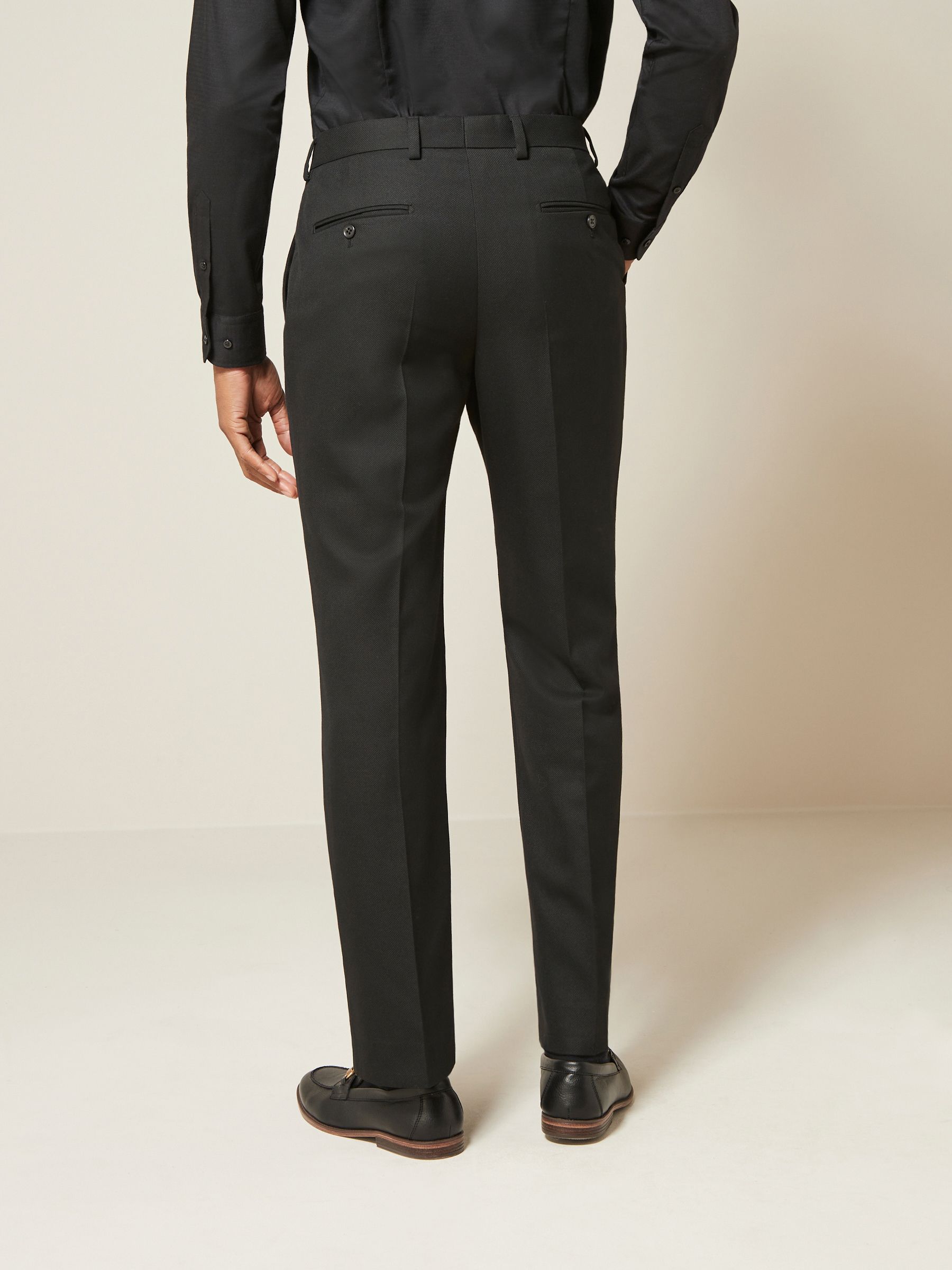 Zwart - Normale Pasvorm - Kostuum met textuur: broek