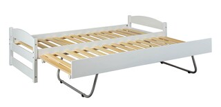 Stauraum-/Funktionsbett Sören 90 x 200 cm Kiefer massiv weiß lackiert