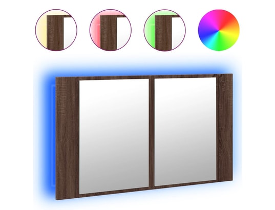 VIDAXL - Armoire à miroir à led de bain chêne marron 80x12x45 cm
