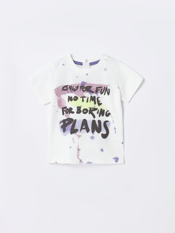 Conjunto de camiseta estampada e bermuda - Branco
