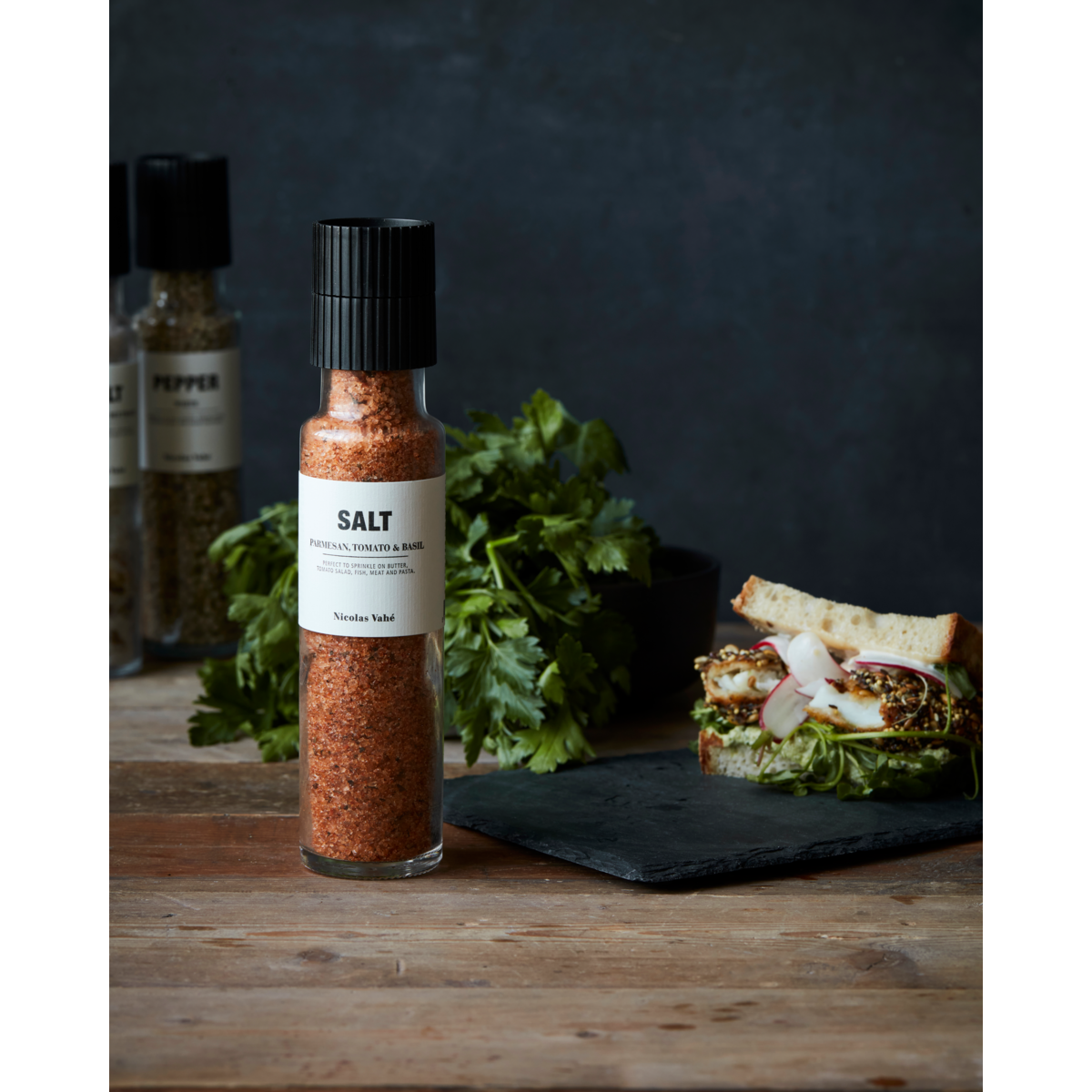 Set van 3 - 5: Peper - Zout - Tomato, Parmesan & Basil