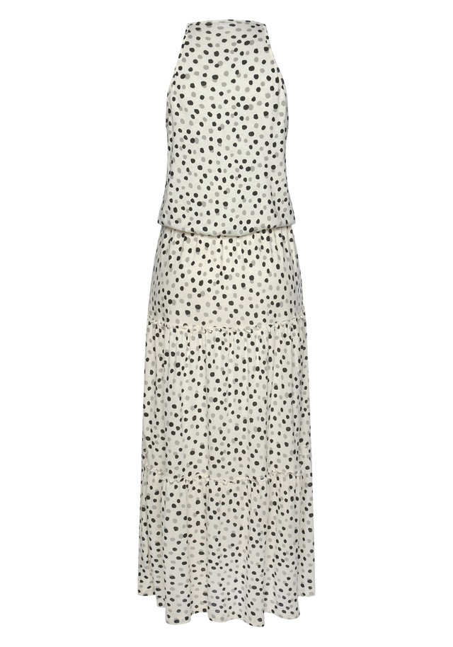 Buffalo Maxikleid mit Pünktchendruck, fliessendes Sommerkleid, Jerseykleid