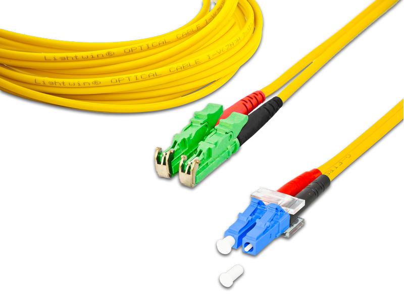 Lightwin LWL-Patchkabel Singlemode, LSH/APC – LC, OS2, Dupl Singlemode LSH/APC (E2000/APC kompatibel)-LC Duplex OS2 1 m