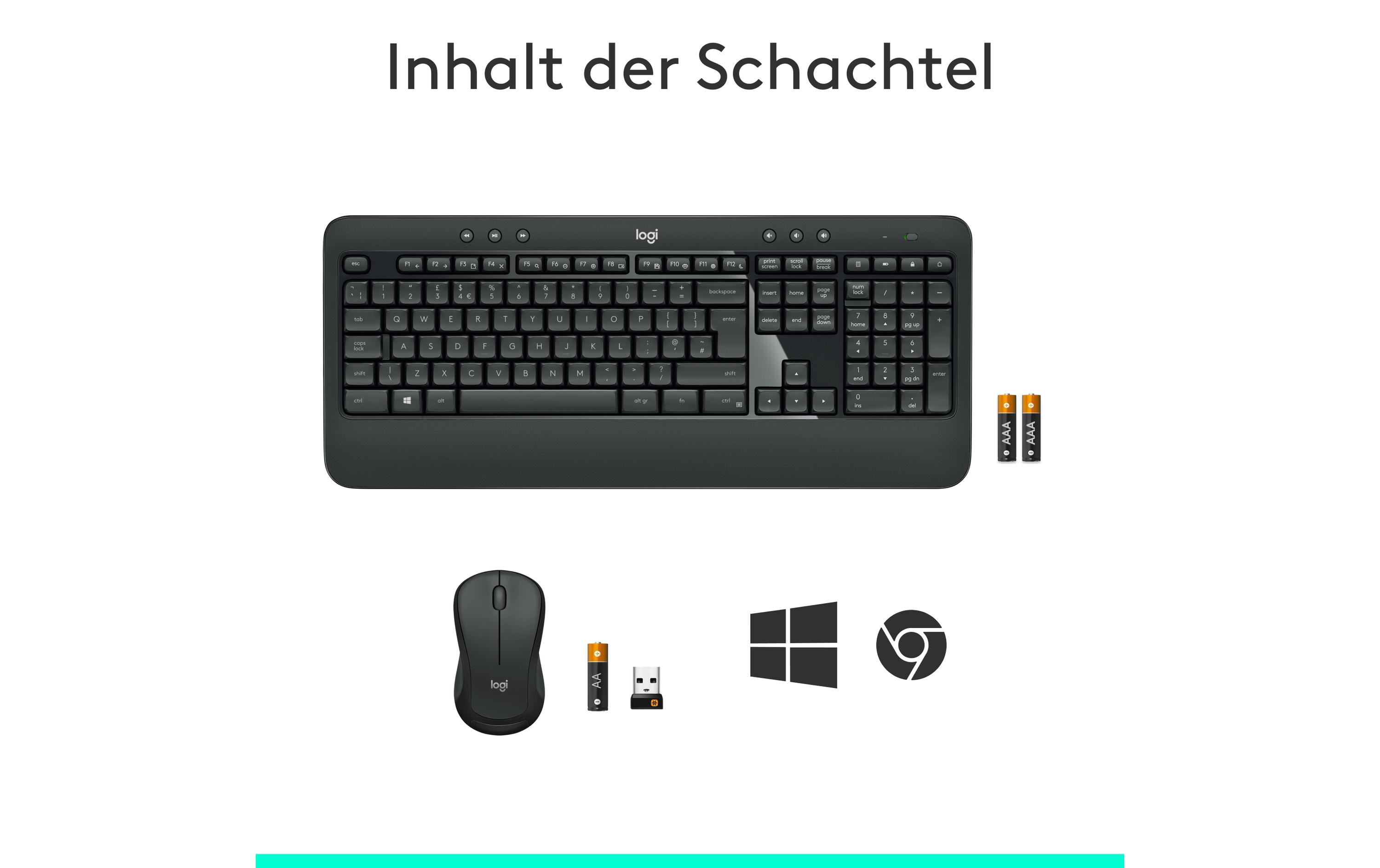 Tastatur-Maus-Set MK540 Advanced CH-Layout, für WindowsSet aus Wireless-Tastatur und -Maus mit bis zu 3 Jahren Batterielaufzeit für PC und Laptop