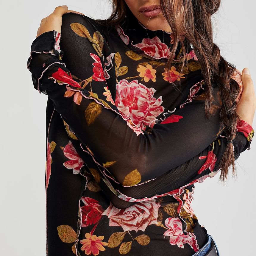 Genrovia - T-shirt met lange mouwen en bloemenprint
