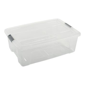 Iris opbergbox Click New Top box 30 liter transparant met grijze clips en deksel