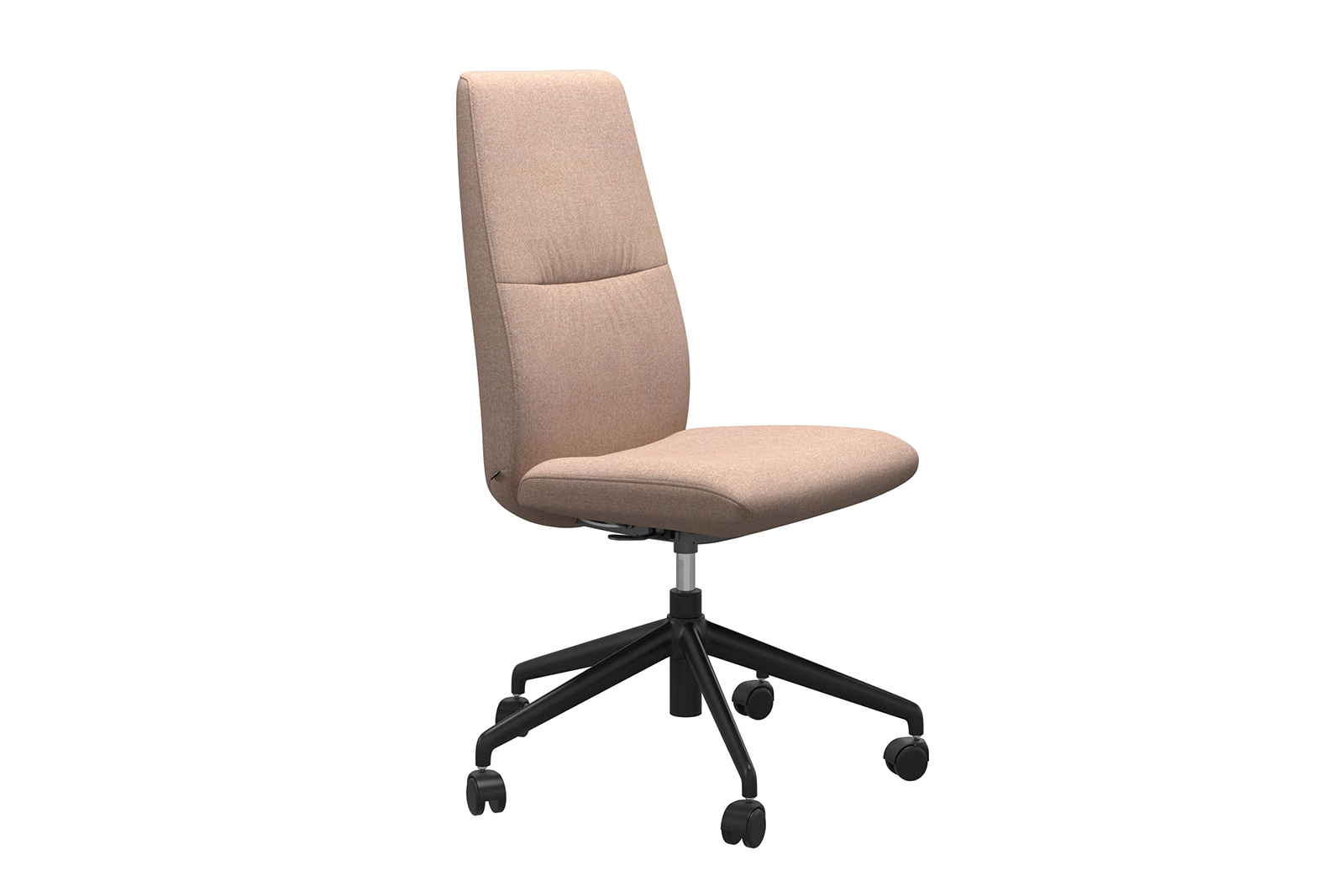 Mint kontorstol Høy stol i tekstil Clover Light Burgundy uten arm og med matt sort understell\n
