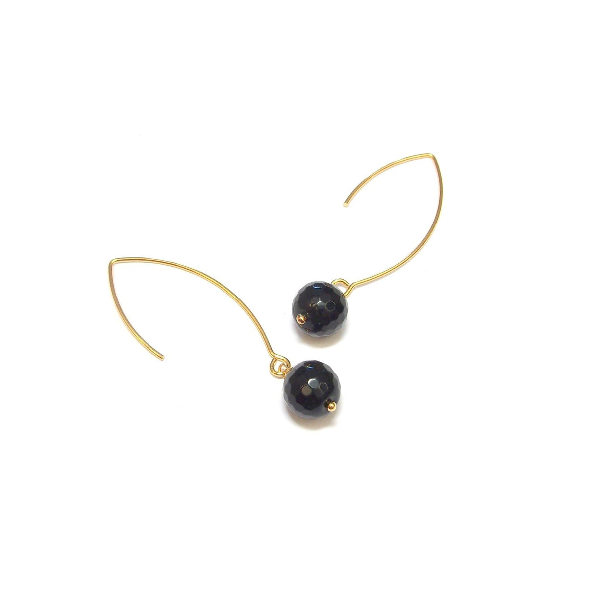 Boucles d'oreille Dorées Onyx Noir