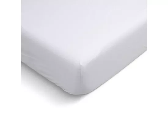Drap housse uni 100% Percale de coton - Blanc - 180x200cm