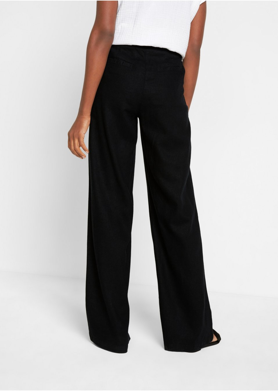 Pantalon palazzo avec lin majoritaire, coupe très large