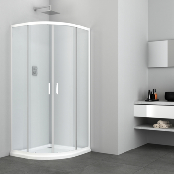 Allibert Douchecabine Happy kwartrond 90x185 cm met Schuifdeuren Wit