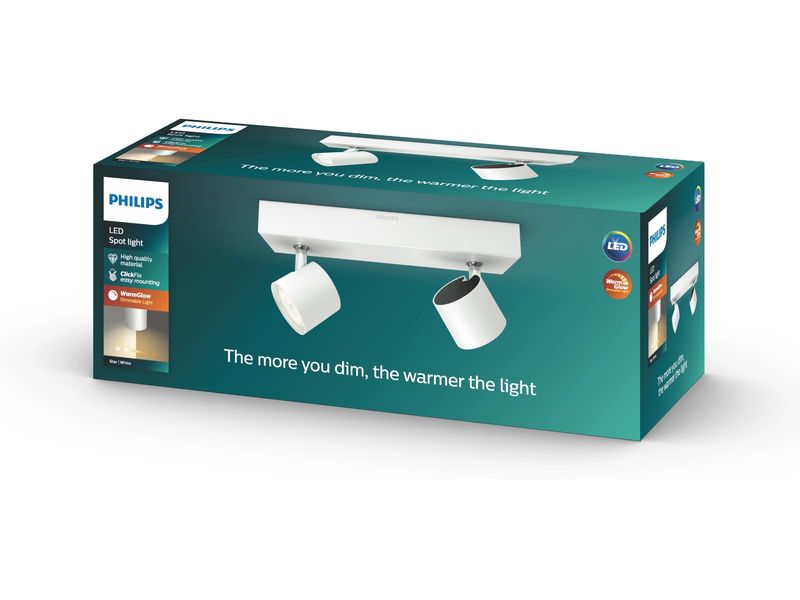 Philips Spot Star Warm Glow, 2 x 4.5 W, 500 lm, 2200-2700 K Deckenspot mit beweglichem Leuchtenkopf