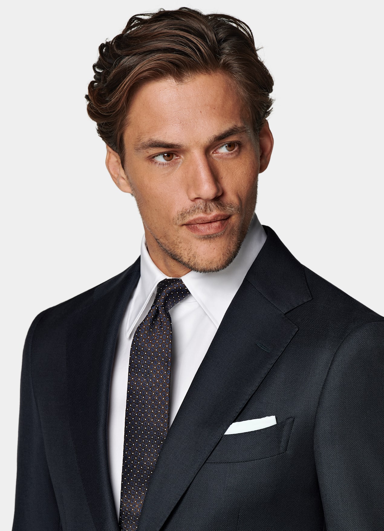 Veste de costume Havana coupe Tailored bleu marine œil-de-perdrix